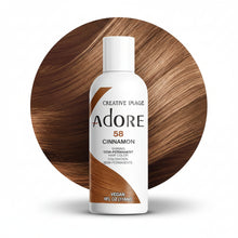 adore 58 cinnamon semi permanent hair color 118ml conditioning hair dye with warm cinnamon brown tones and glossy shine for soft vibrant hair