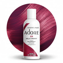 adore 69 wild cherry semi permanent hair color 118ml conditioning hair dye with rich cherry red tones and glossy shine for soft vibrant hair