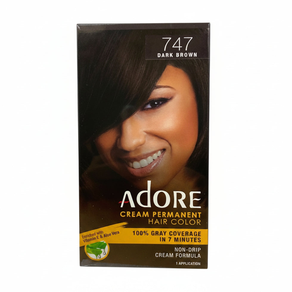 adore dark brown cream permanent hair color rich brown gray coverage long lasting shiny hair dye product
