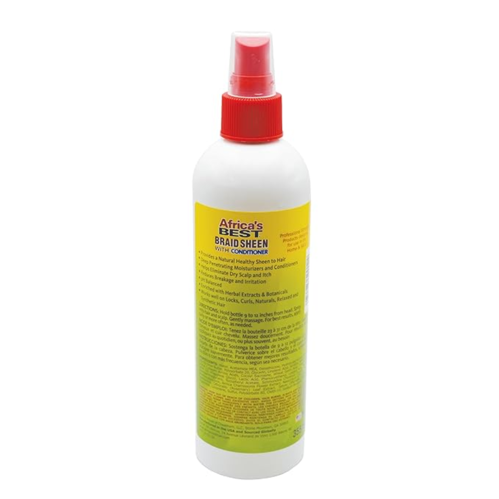 africas best braid sheen spray with conditioner 355ml moisturizing braid care spray for shiny soft refreshed and healthy braids and scalp care