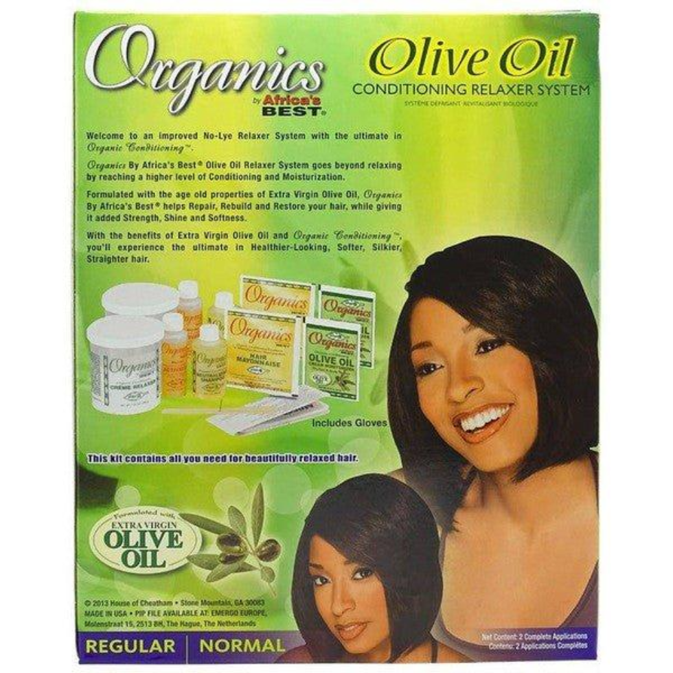 africas best olive oil conditioning relaxer kit regular strength hair straightening system smooth shiny hair