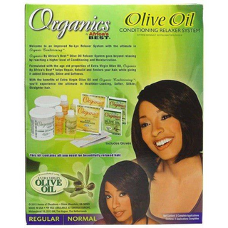 africas best olive oil conditioning relaxer kit regular strength hair straightening system smooth shiny hair