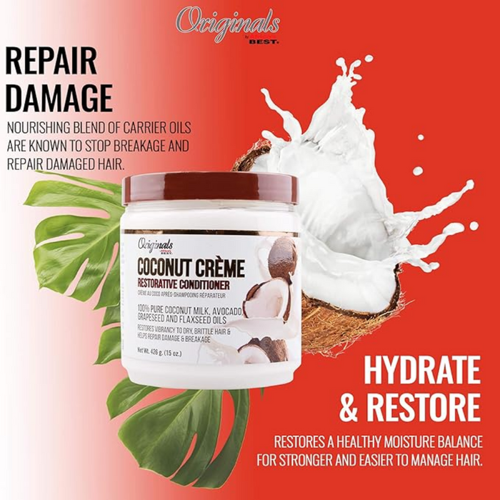africa's best originals coconut creme restorative conditioner 426g repair hydrate hair