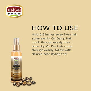 African Pride Black Castor Miracle Heat Protectant Spray 118ml- Strengthen & Shield