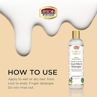 African Pride Moisture Miracle Hydrate & Renew Aloe & Coconut Water Curl Milk & Detangler 354ml- Define Curls