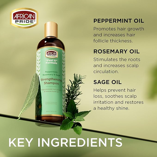 African Pride Peppermint Rosemary & Sage Strengthening Shampoo 354ml-Scalp & Hair Growth