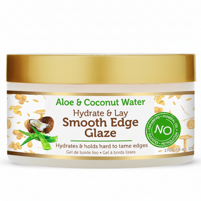 African Pride Aloe & Coconut Water Smooth Edge Glaze – 6oz Non-Flaking Edge Control
