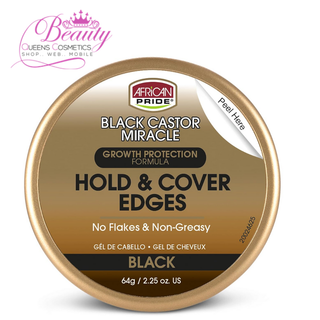 African Pride Black Castor Miracle Hold & Cover Edges 64g-Super Hold & Smooths, Covers & Nourishes