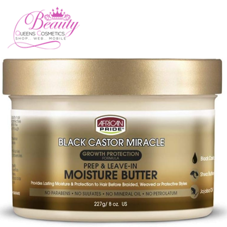 African Pride Black Castor Miracle Prep &Leave-In Moisture Butter 227g- Hydrate & Strengthen Hair