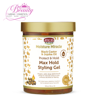 African Pride Black Castor & Jojoba Oil Max Hold Styling Gel 510g- Define & Shine Curls
