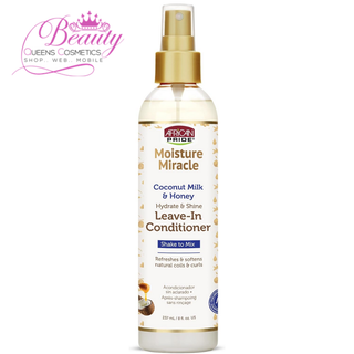 African Pride Moisture Miracle Coconut Milk & Honey Leave-In Conditioner - Refreshes & Softens Natural Coils & Curls, Hydrates & Shines Hair, 8 oz