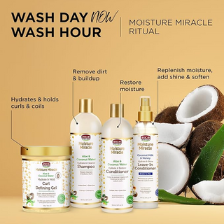 African Pride Moisture Miracle Hydrate & Hold Curl Defining Gel with Aloe & Coconut Water 18oz