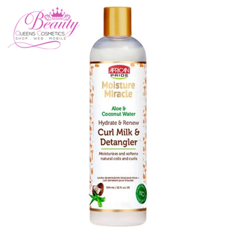 African Pride Moisture Miracle Hydrate & Renew Aloe & Coconut Water Curl Milk & Detangler 354ml- Define Curls
