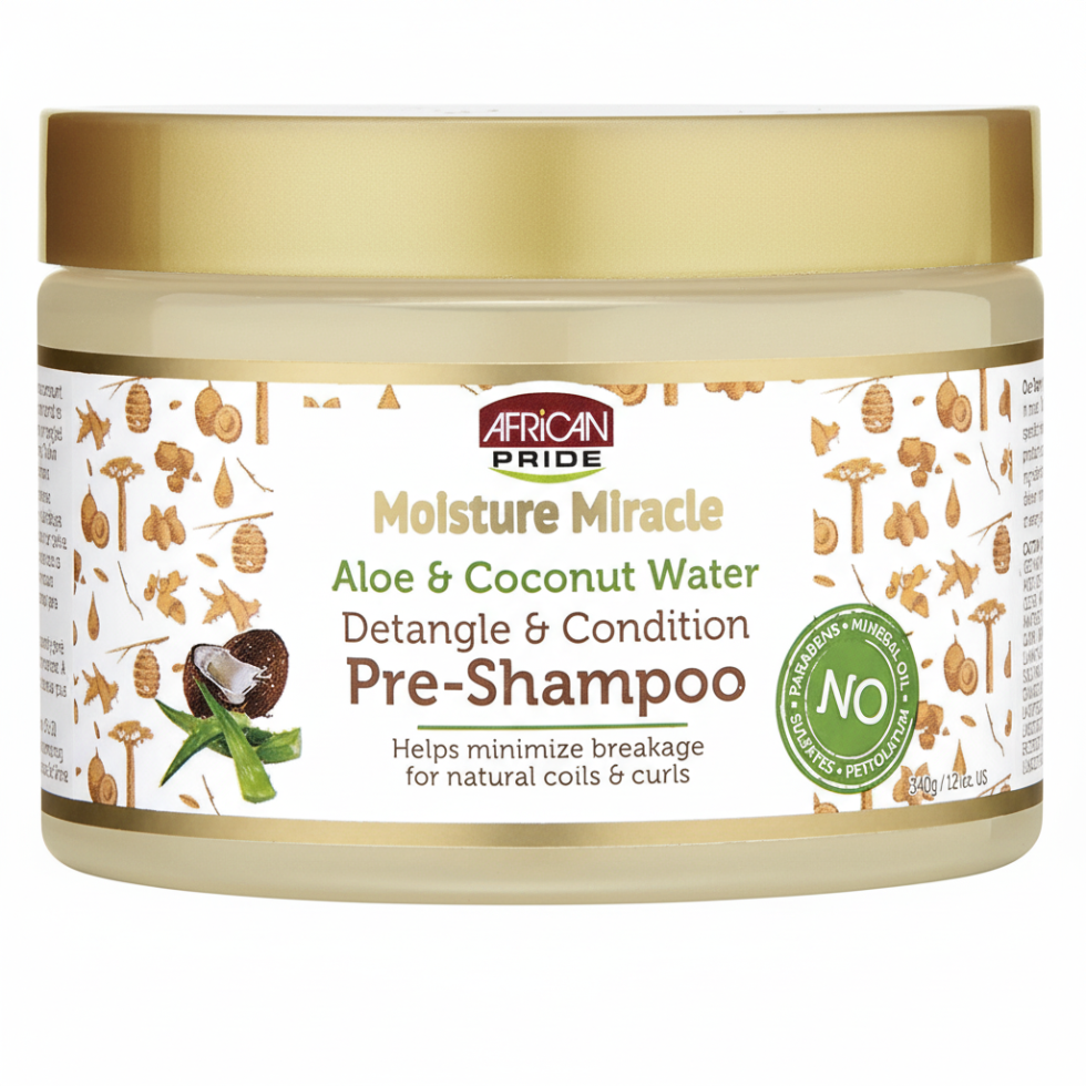 African Pride aloe coconut water detangle condition pre shampoo for softened detangled smooth healthy-looking natural hair