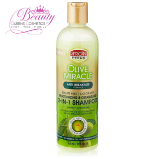 African Pride Olive Miracle 2-in-1 Shampoo & Conditioner– 12oz Repair & Moisturize