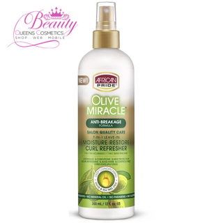 African Pride Olive Miracle Anti-Breakage Formula 7-in-1 Leave-In Moisture Restore Curl Refresher-| Hydrate & Shine – 12 fl oz