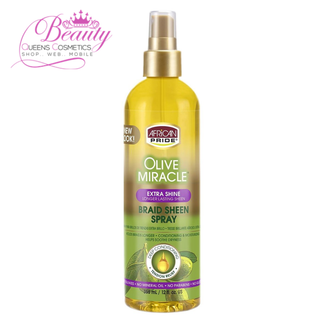 African Pride Olive Miracle Extra Shine Braid Sheen Spray 355ml- Moisturize & Protect Braids