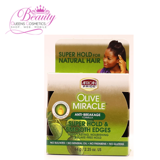 African Pride Olive Miracle Super Hold & Smooth Edges- Control Frizz & Flyaways – 2.25oz