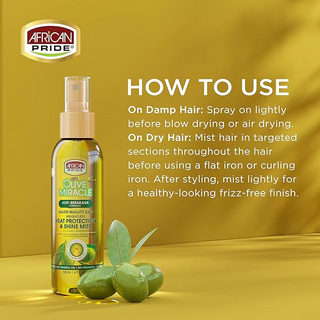 African Pride Olive Miracle Anti-Breakage Heat Protection Shine Mist Hair Spray 118ml-All Hair