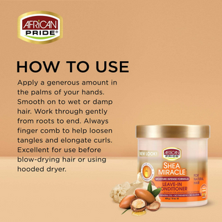 African Pride Shea Butter Miracle Leave-in Conditioner 15 oz – Moisturizing Treatment for Curly, Wavy & Coily Hair