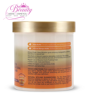African Pride Shea Miracle Bouncy Curls Pudding 15oz- Define Curls, Tame Frizz & Add Shine
