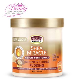 African Pride Shea Miracle Bouncy Curls Pudding 15oz- Define Curls, Tame Frizz & Add Shine