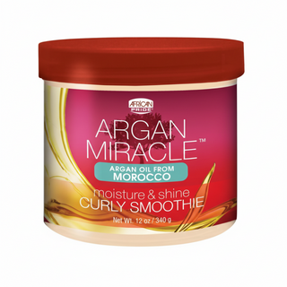 African Pride argan miracle curly smoothie 12oz for moisturizing defining and shining curly hair