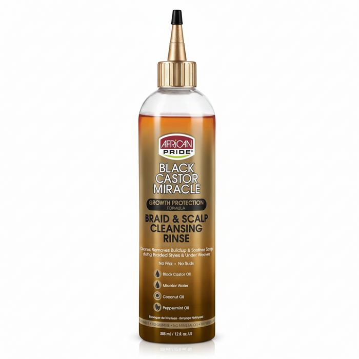 African Pride Black Castor Braid & Scalp Rinse 355ml | Detox & Refresh Hair Care