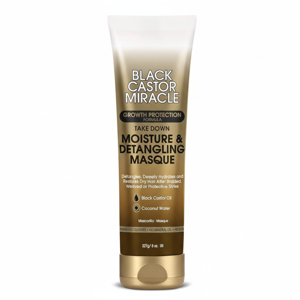 African Pride Black Castor Miracle moisture detangling masque for hydrated softened smooth healthy-looking tangle-free hair