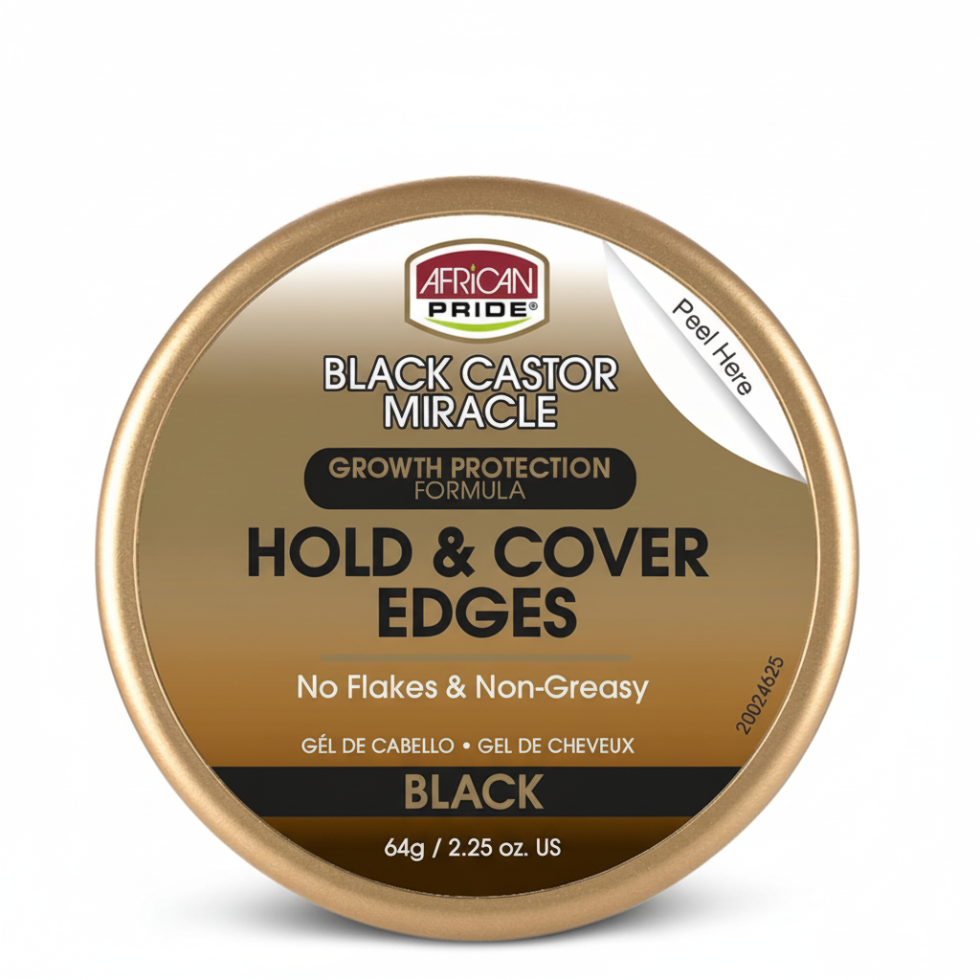 African Pride Black Castor Miracle hold and cover edges for super hold smooth frizz-free defined nourished edges