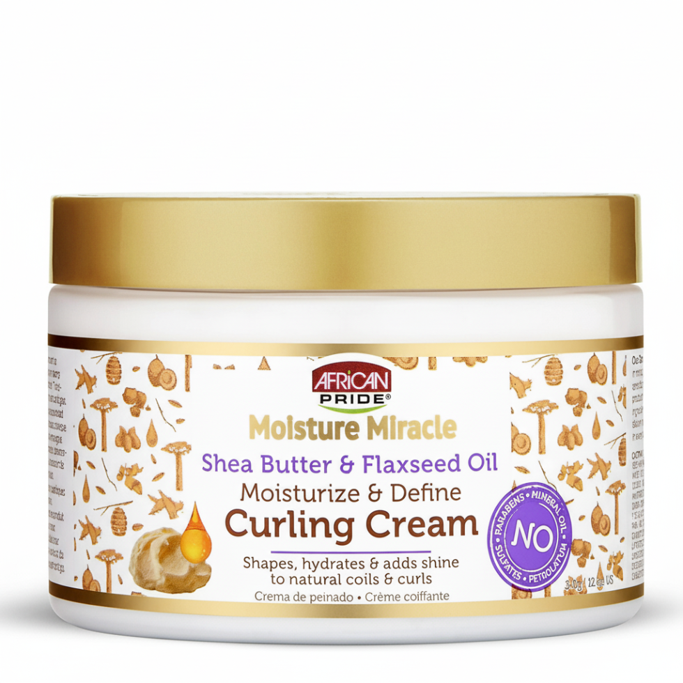 African pride shea butter and flaxseed curling cream 12oz for curl definition moisture and frizz control natural hair care