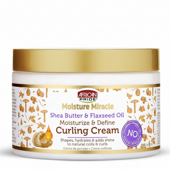 African Pride Shea Butter & Flaxseed Curling Cream 12oz | Moisturize & Define Natural Curls