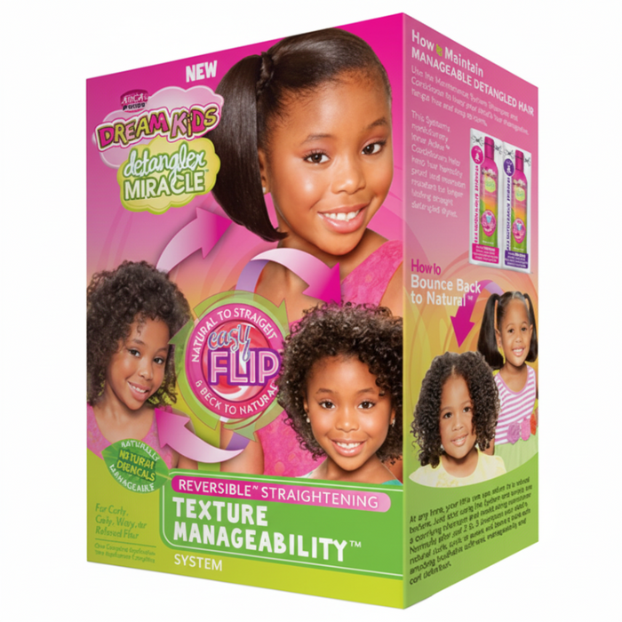 African Pride Dream Kids Detangler Straightening System 1 Application | Smooth Hair