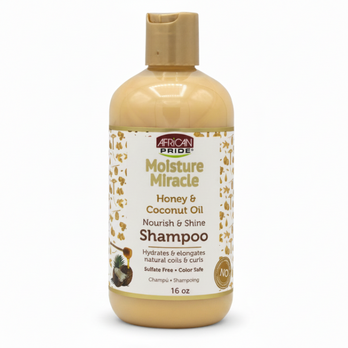 African Pride Moisture Miracle Honey & Coconut Oil Shampoo 16oz | Hydrate & Revive Hair Care