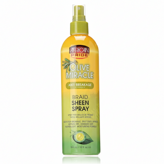 African Pride olive miracle braid sheen spray 12oz for moisturizing smoothing and protecting braids and twists hair care