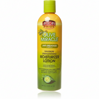 African Pride Olive Miracle anti-breakage daily hydration oil moisturizer lotion for hydrated soft frizz-free healthy-looking hair