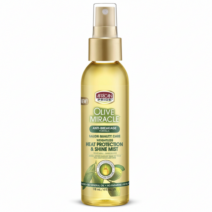 African Pride Olive Miracle Heat Protection Shine Mist 118ml | Anti-Breakage Spray