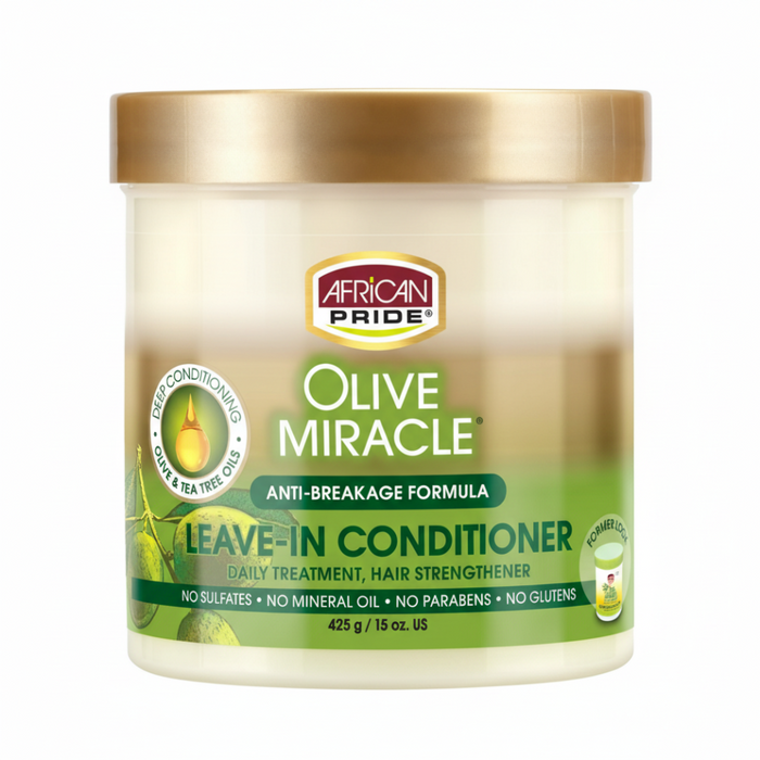 African Pride Olive Miracle Leave-In Conditioner 15oz | Strengthen & Repair Hair