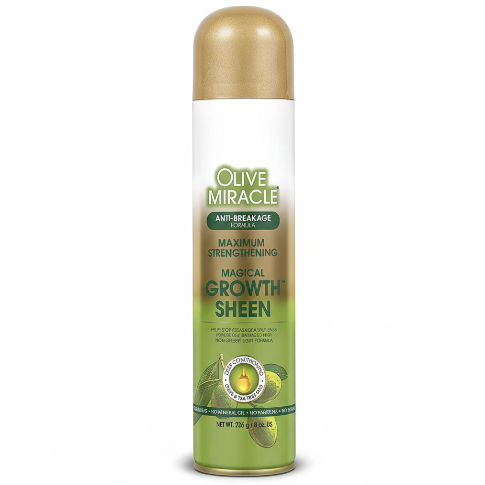 African Pride olive miracle magical growth sheen 8oz for boosting shine and strengthening hair care