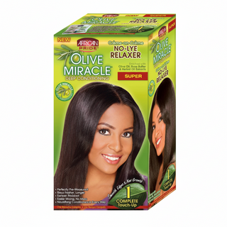 African Pride Olive Miracle super no lye relaxer kit for deep conditioning and hair straightening care