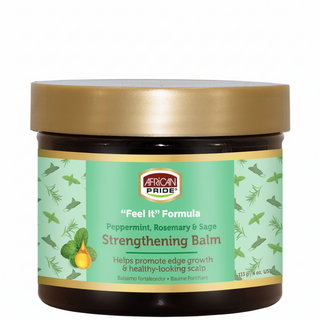 African Pride Peppermint Rosemary Sage Strengthening Balm 113g for edge care scalp nourishment and breakage support