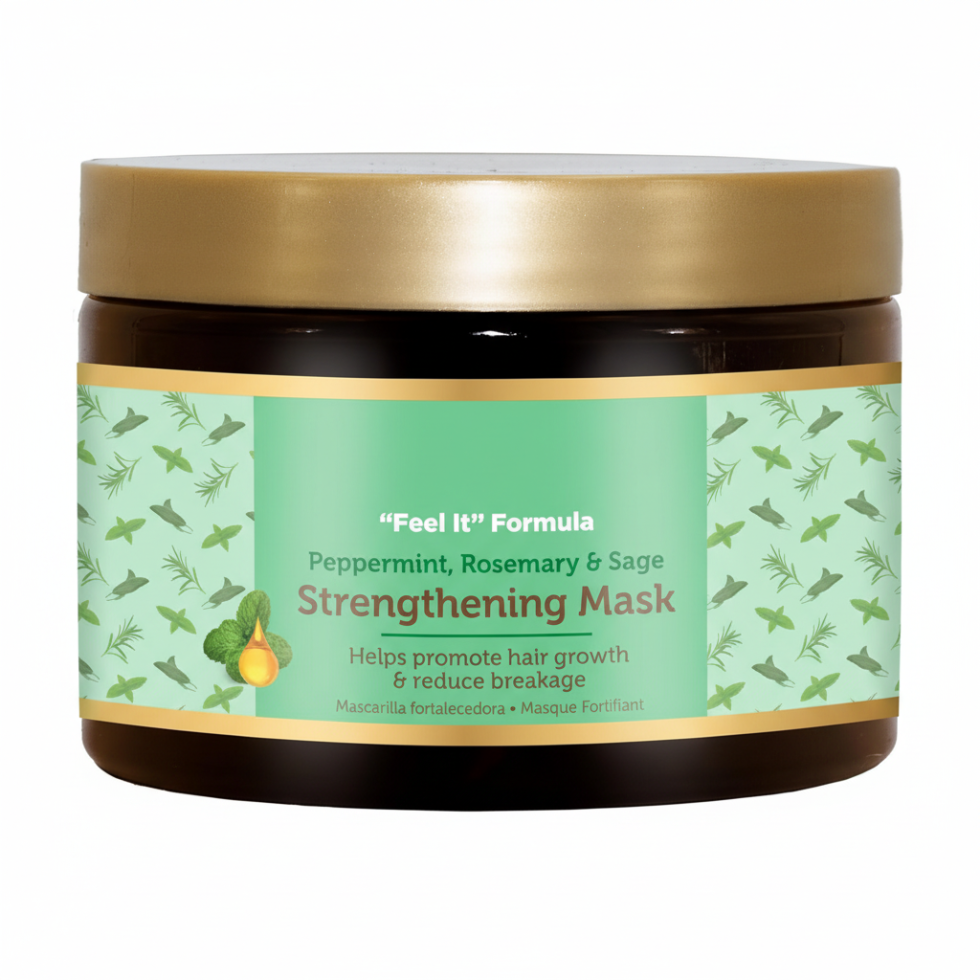 African Pride Peppermint Rosemary Sage Strengthening Mask 340g for deep repair hydration and breakage support