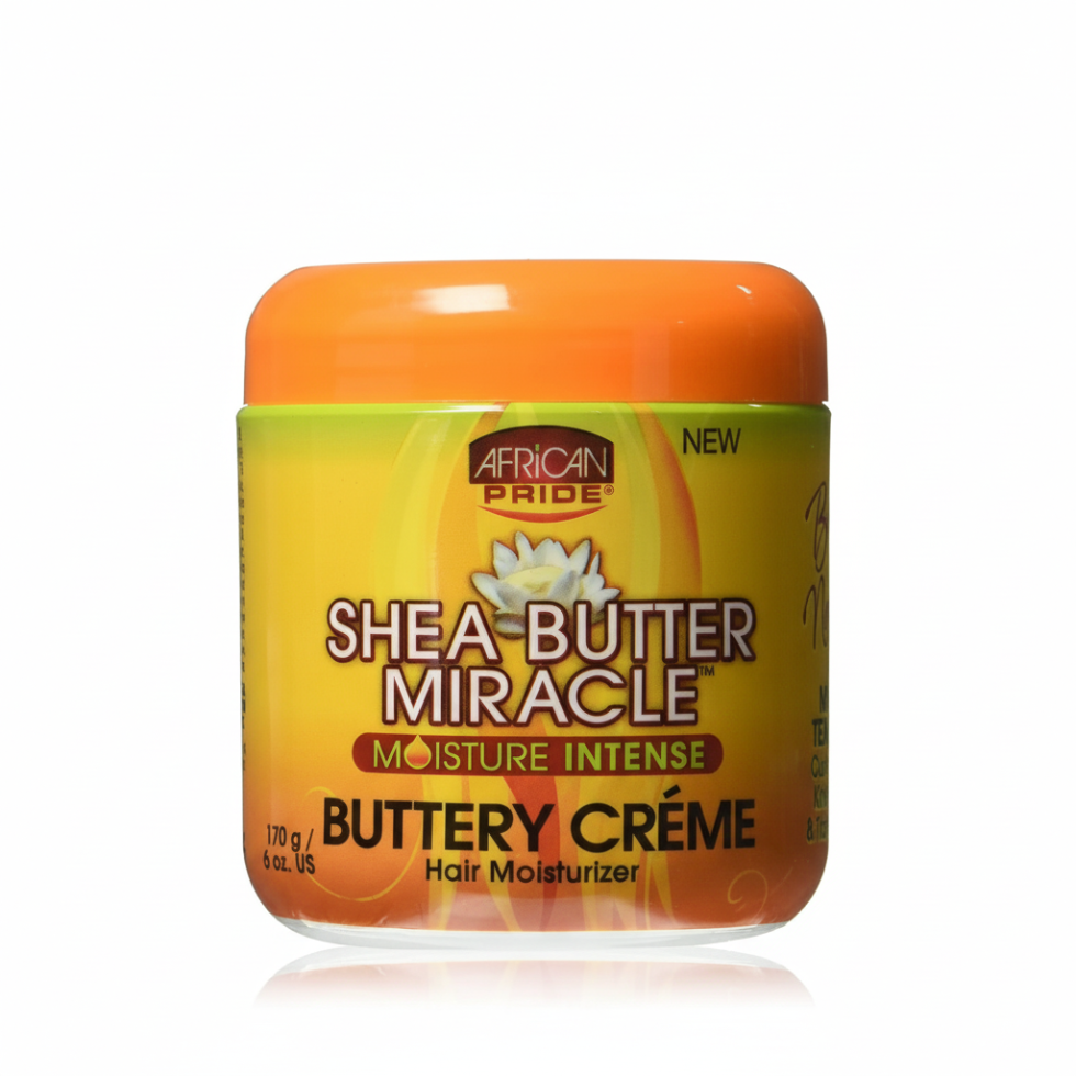 African Pride Shea Butter Miracle buttery crème 170g for moisturizing defining and smoothing textured curls