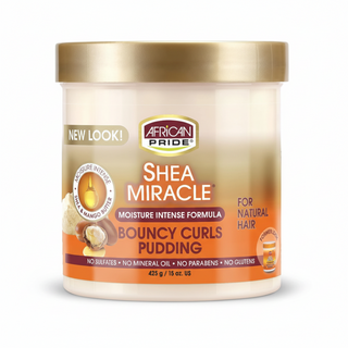 African Pride Shea Miracle bouncy curls pudding 15oz for defining curls taming frizz and adding shine