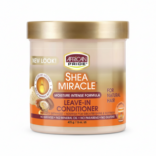 African Pride Shea Miracle leave in conditioner 15oz for moisturizing curly wavy and coily hair care