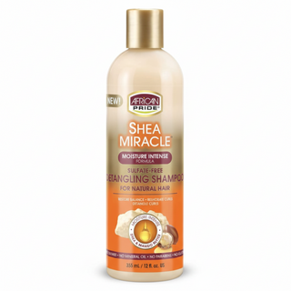 African Pride Shea Miracle sulfate free detangling shampoo 12oz for smooth hydrated manageable hair