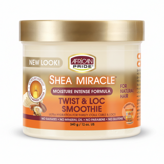 African Pride Shea Miracle twist and loc smoothie 340g for defining hydrating and smoothing textured curls