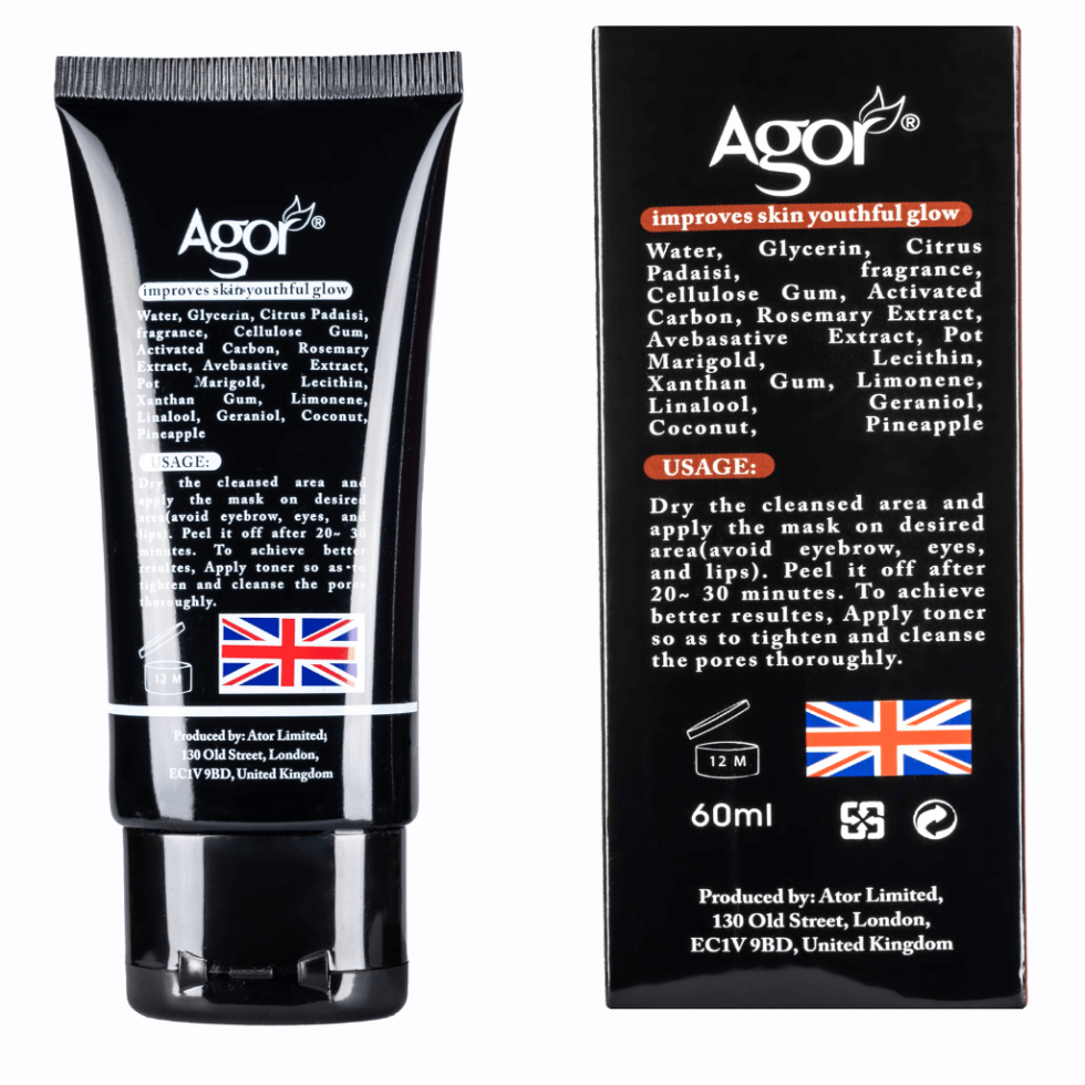 agor black magic blackhead peel off mask 60ml deep cleansing pore purifying face mask for blackhead removal and smooth clear skin