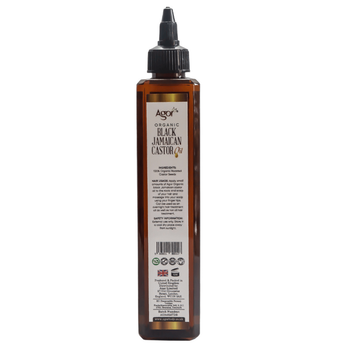 agor organic black jamaican castor oil 250ml natural hair growth scalp treatment oil for strength and nourishment