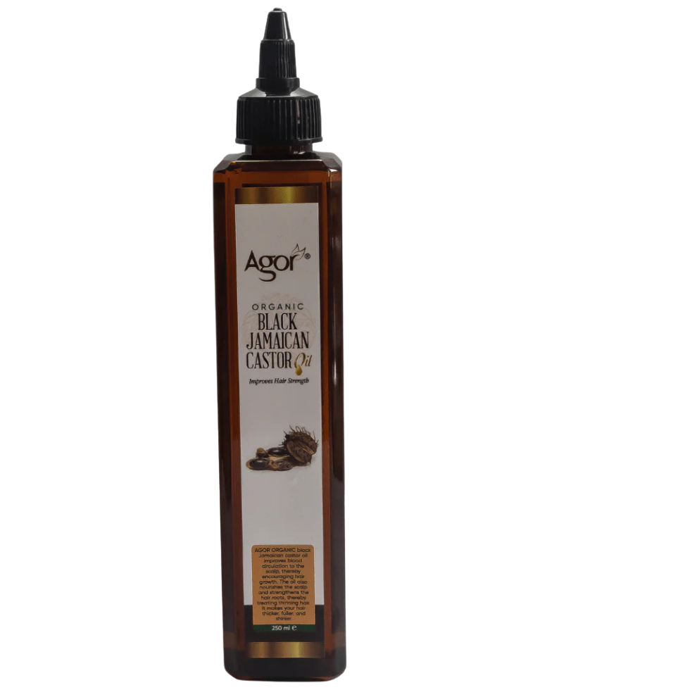 agor organic black jamaican castor oil for hair strength growth thick healthy hair and soft skin 250ml